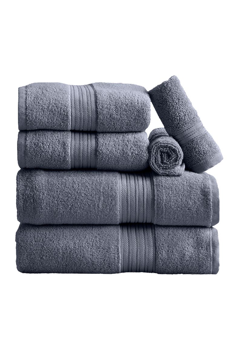 Quick-Dry Cotton 6-Piece Towel Set, Main, color, CHAMBRAY BLUE
