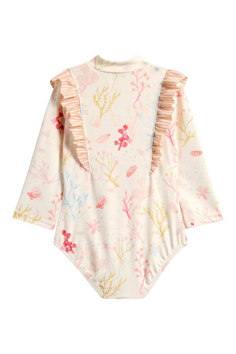 Kids' Ruffle Long Sleeve One-Piece Swimsuit, Alternate, color, SEA BLOOM