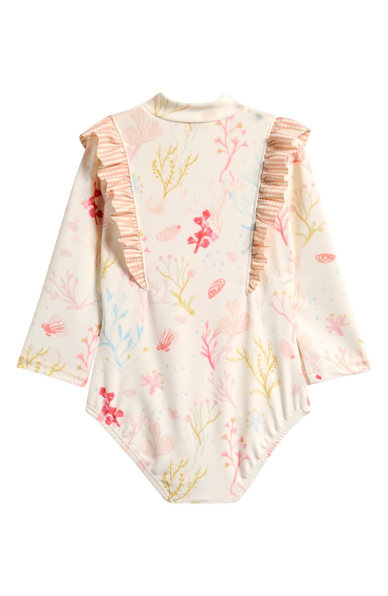 Pehr Kids' Ruffle Long Sleeve One-Piece Swimsuit, Alternate, color, Sea Bloom