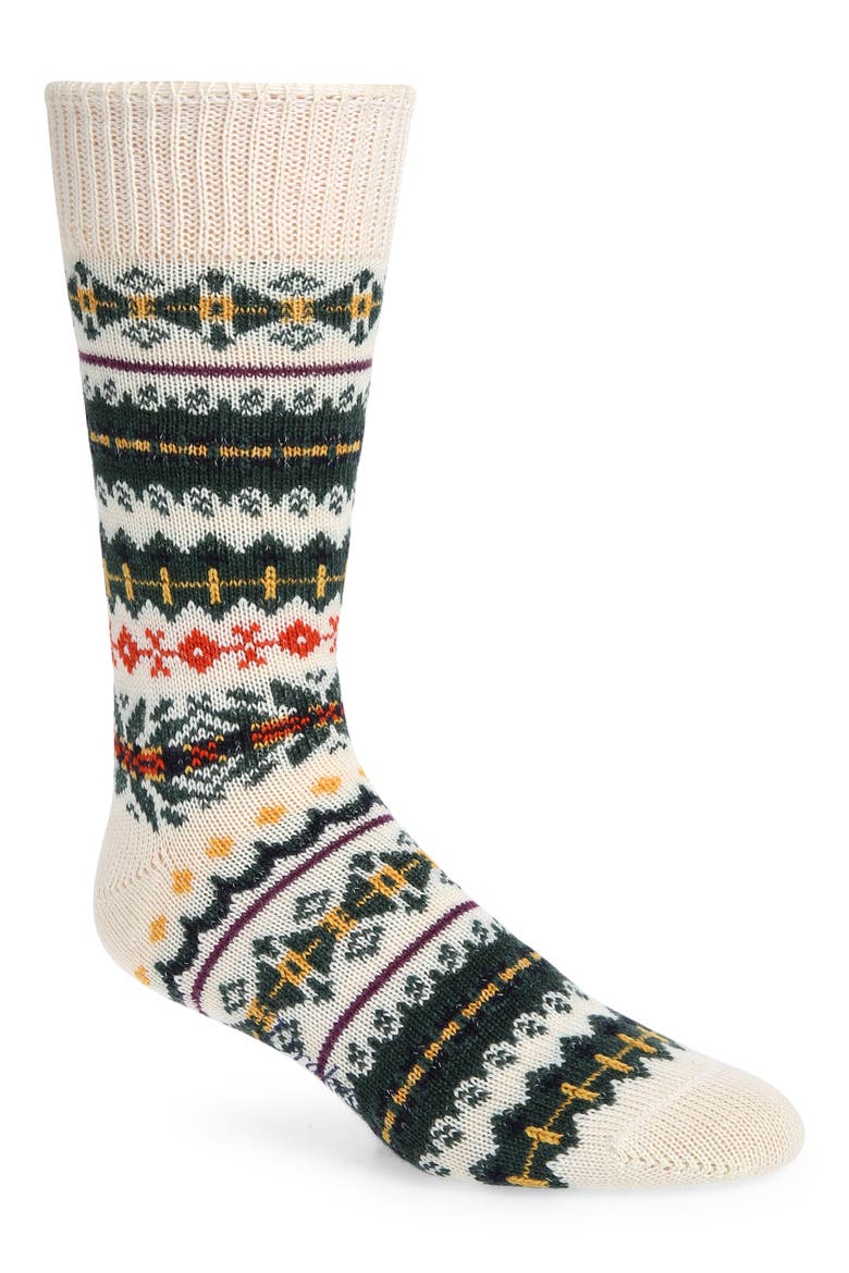 Fair Isle Wool & Cashmere Socks, Main, color, ECRU