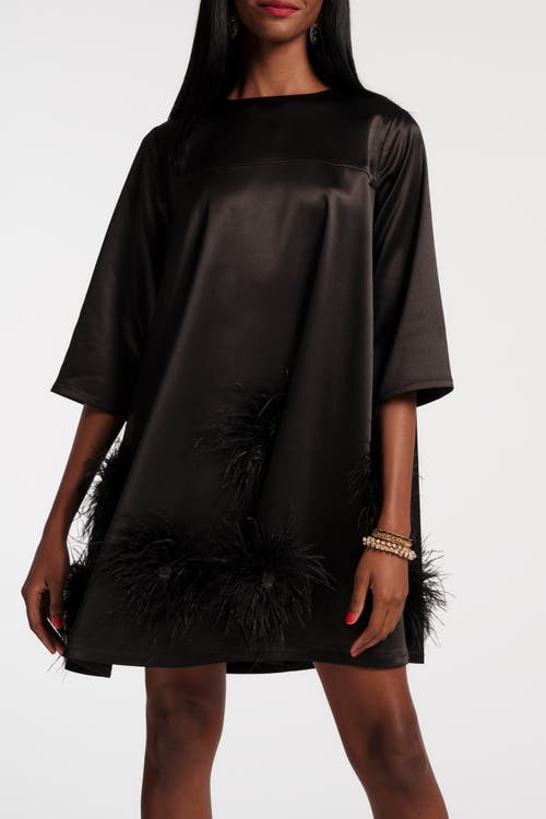 Frances Valentine Edie Mini Dress Feather Pouf In Black