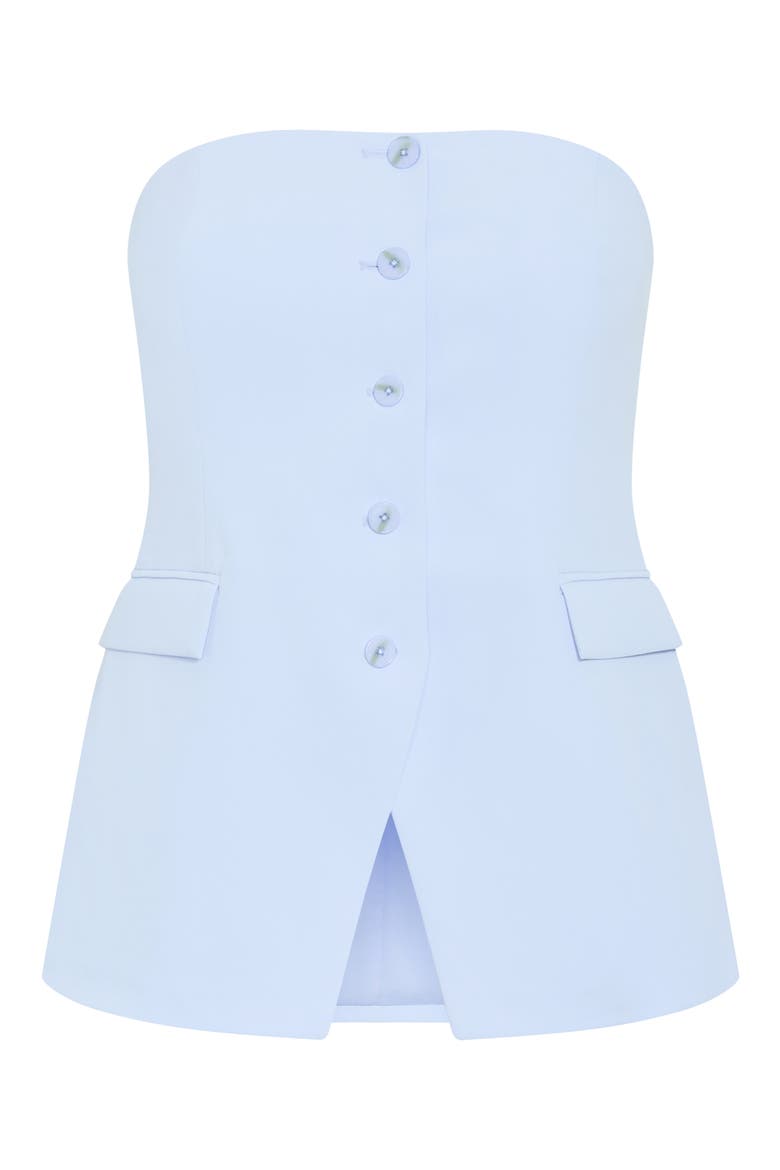 Cutaway Hem Strapless Top, Alternate, color, SKY BLUE