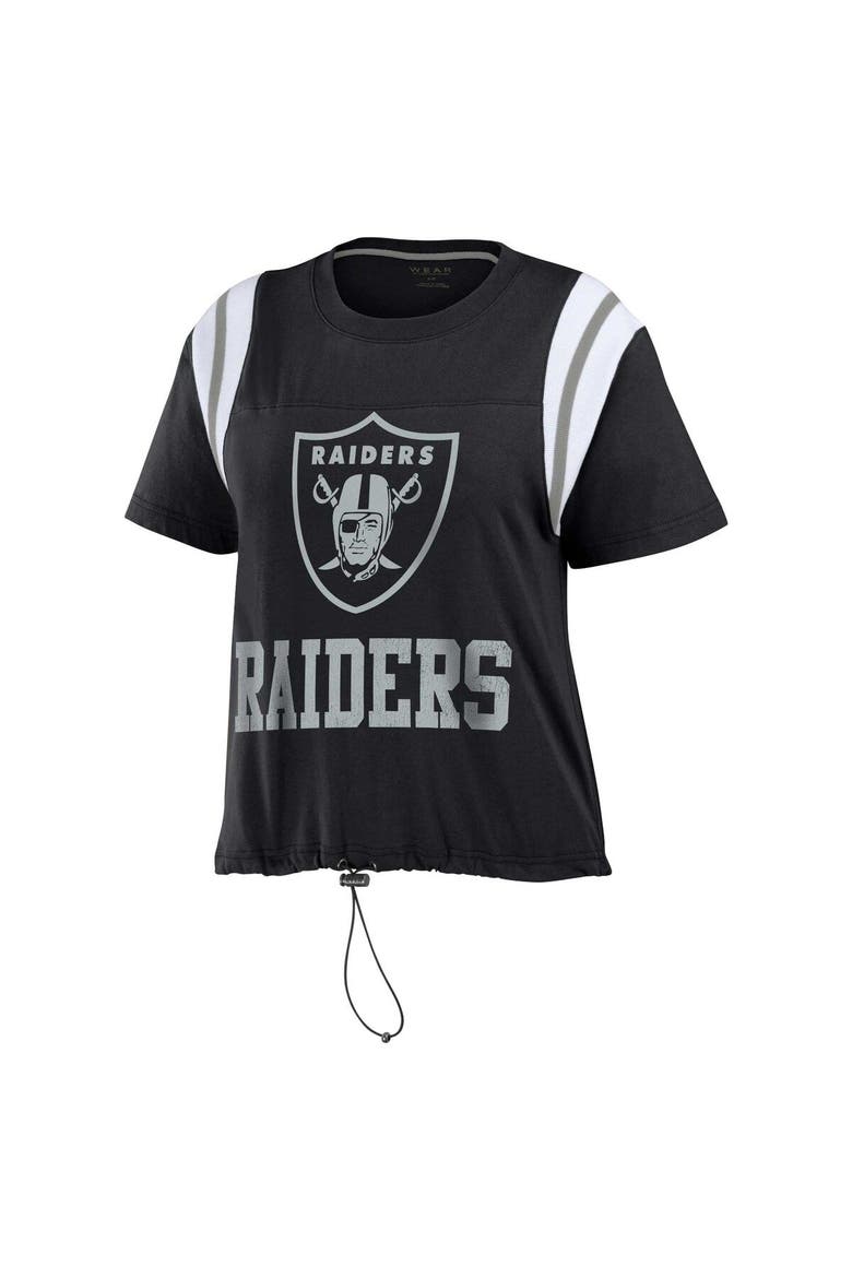 Women's WEAR by Erin Andrews Black Las Vegas Raiders Cinched Colorblock T-Shirt, Alternate, color, Black