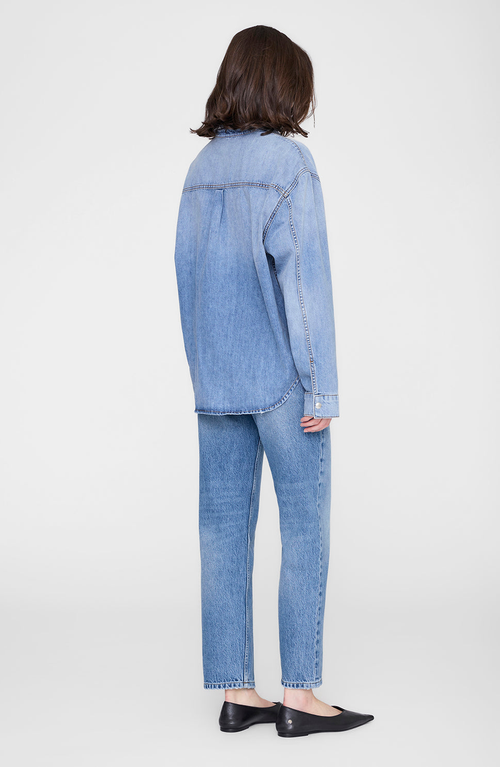 Anine Bing Womens Baltic Blue Paxton Oversized Denim Shirt