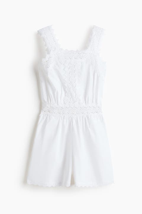 Lace-detail Cotton Playsuit