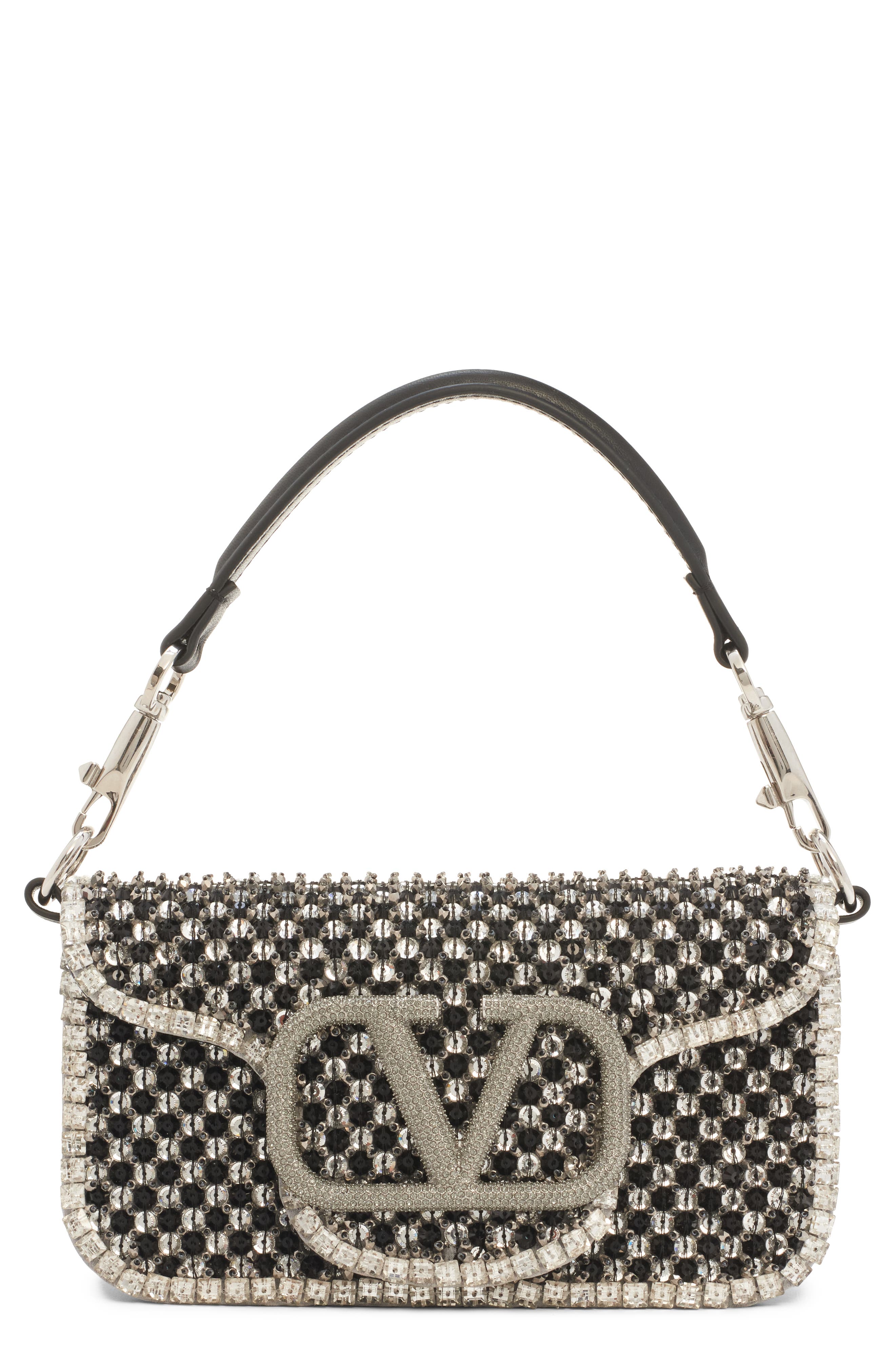 Valentino Garavani Small Locò Crystal & Bead Embellished Polka Dots Shoulder Bag, Main, color, 