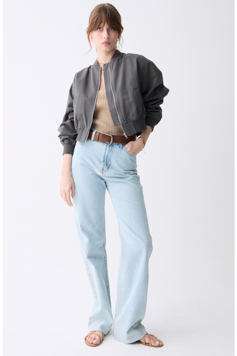 Safira Washed Cotton Crop Jacket, Alternate, color, GREY
