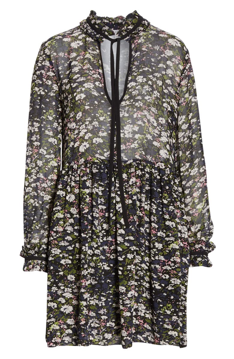 Ganni Long Sleeve Floral Print Georgette Dress, Alternate, color, 