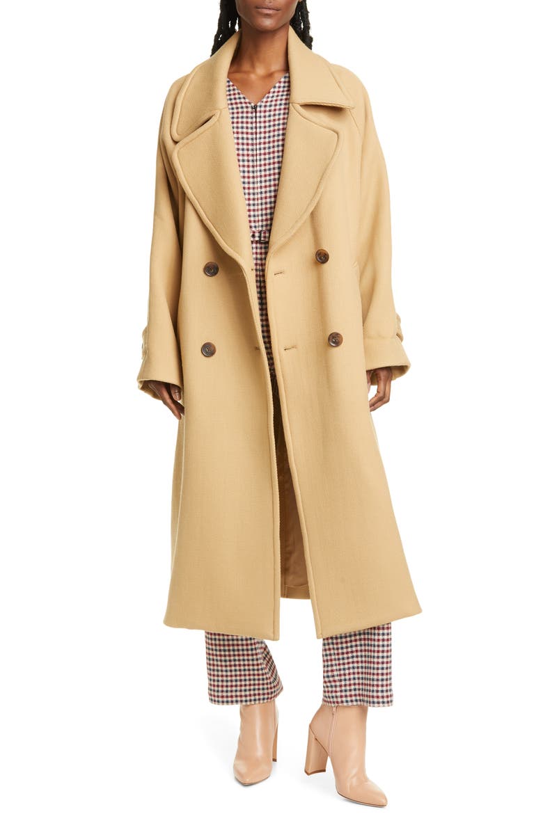 Sea Amber Double Breasted Wool Coat, Main, color, CAMEL