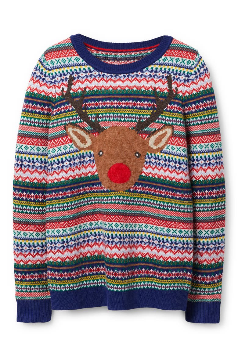 Christmas Sweater, Alternate, color, MULTI NAVY RUDOLPH