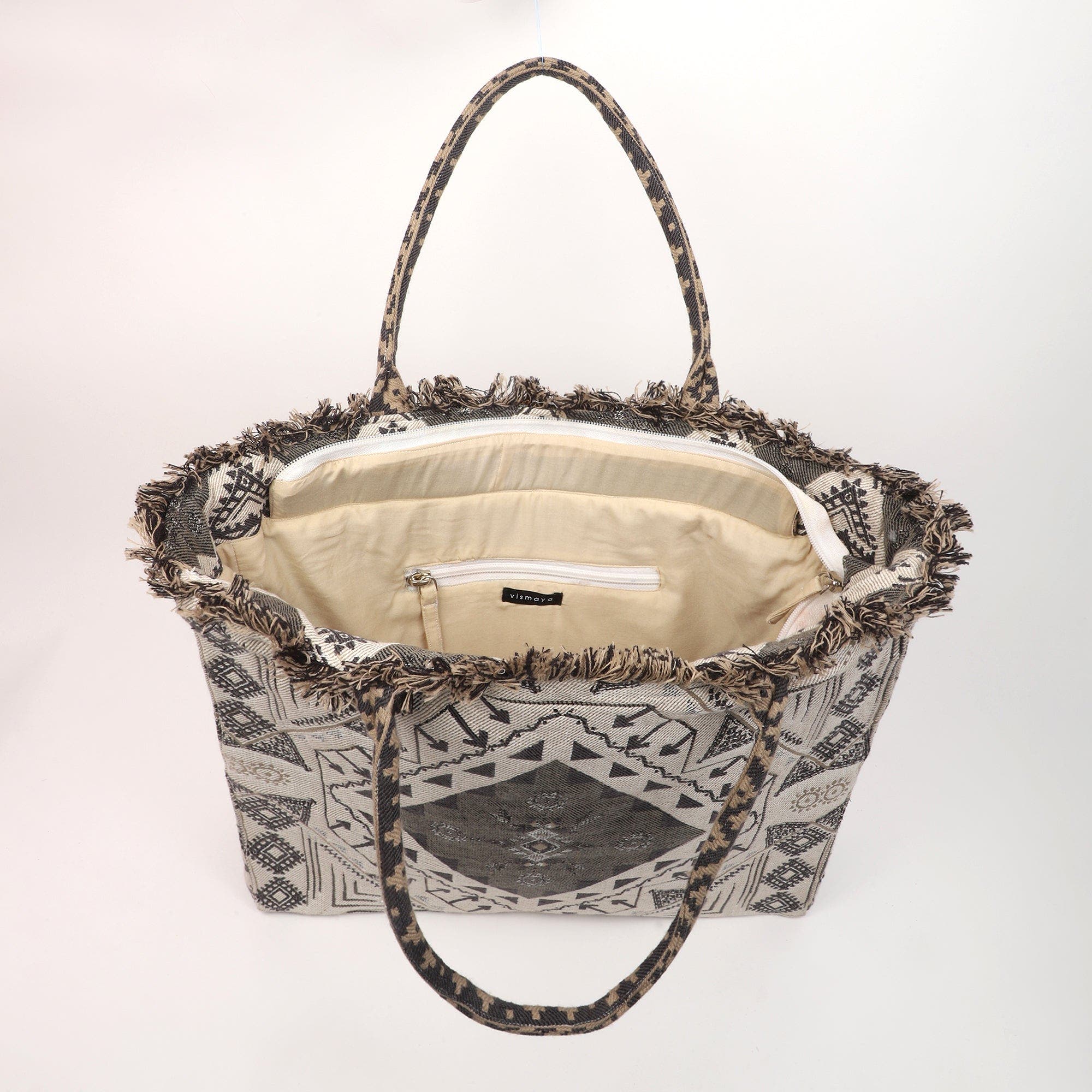 Vismaya Accentuate Geometric Tote Bag, Alternate, color, Ivory