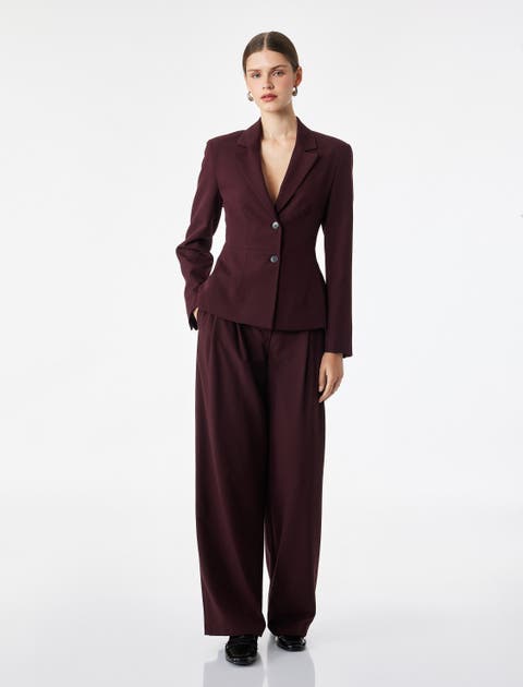 Long Sleeve Shaped Waist Notch Lapel Blazer