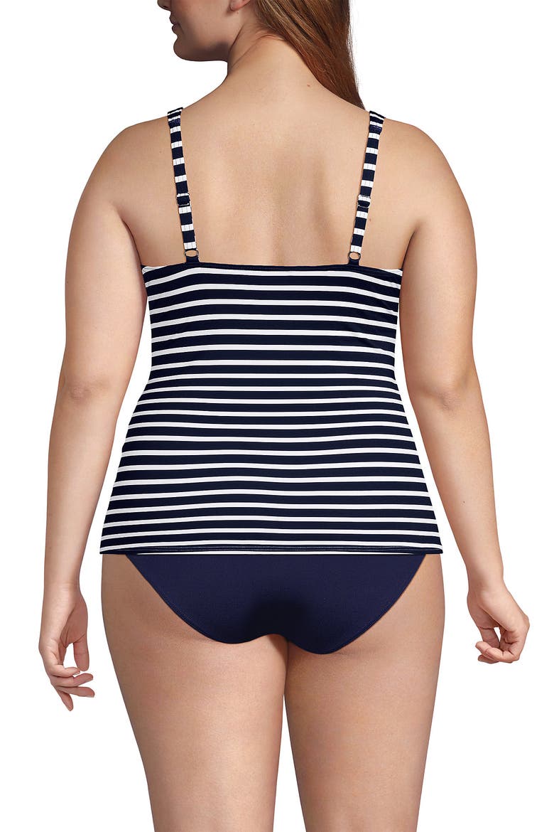 Plus Size DDD-Cup Tulip Hem Tankini Top, Alternate, color, Deep Sea/White Media Stripes