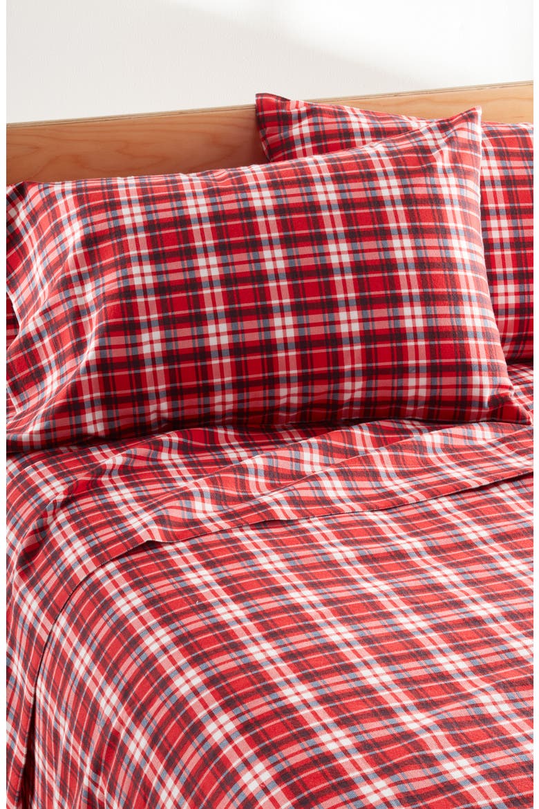 Family Flannel Holiday Sheet Set, Alternate, color, RED BLOOM TARTAN
