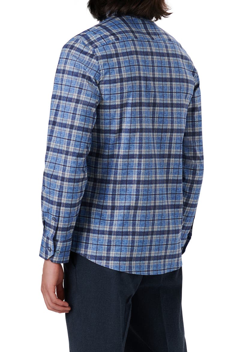 Julian Shaped Fit Plaid Stretch Button-Up Shirt, Alternate, color, CLASSIC BLUE