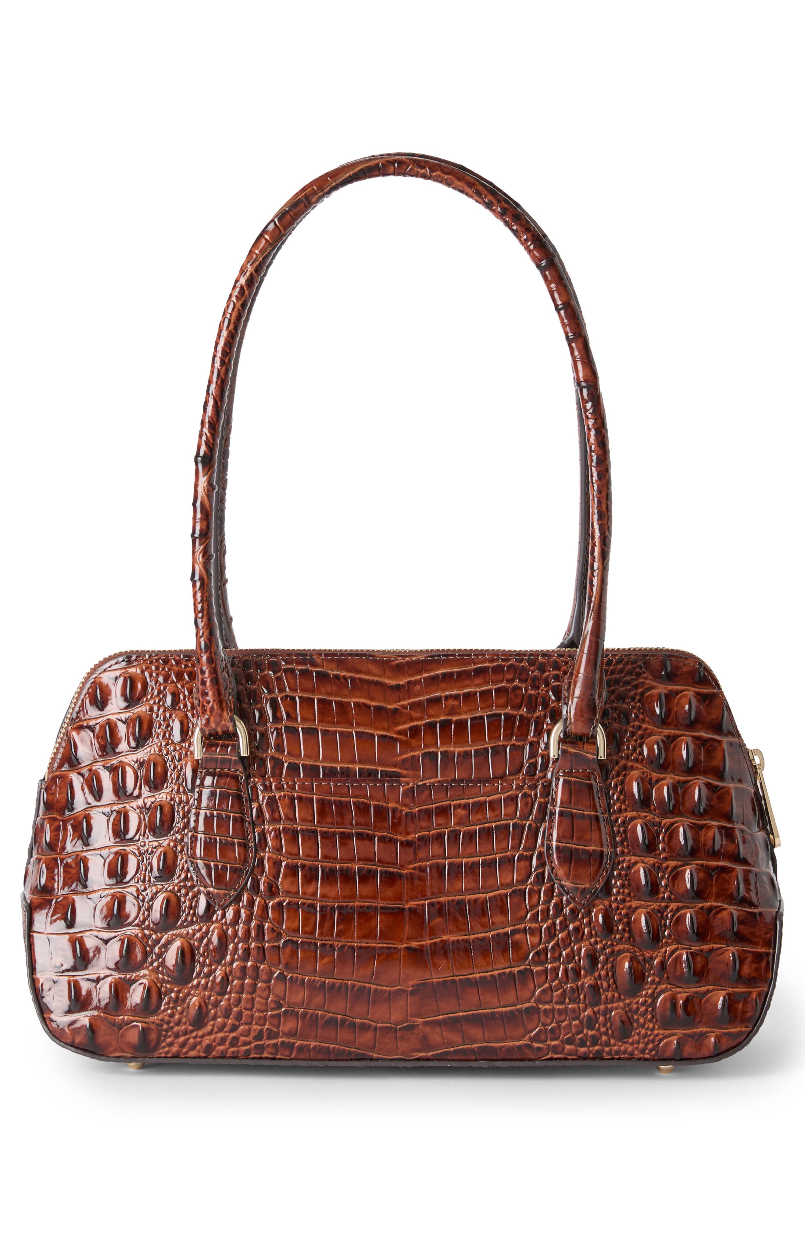 Jennifer Croc Embossed Leather Shoulder Bag, Alternate, color, PECAN