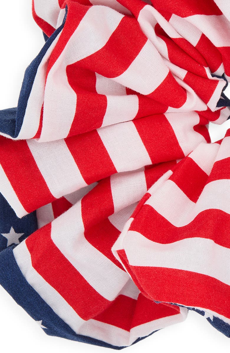 Lele Sadoughi Rommy Stars & Stripes Cotton Scrunchie, Alternate, color, Americana