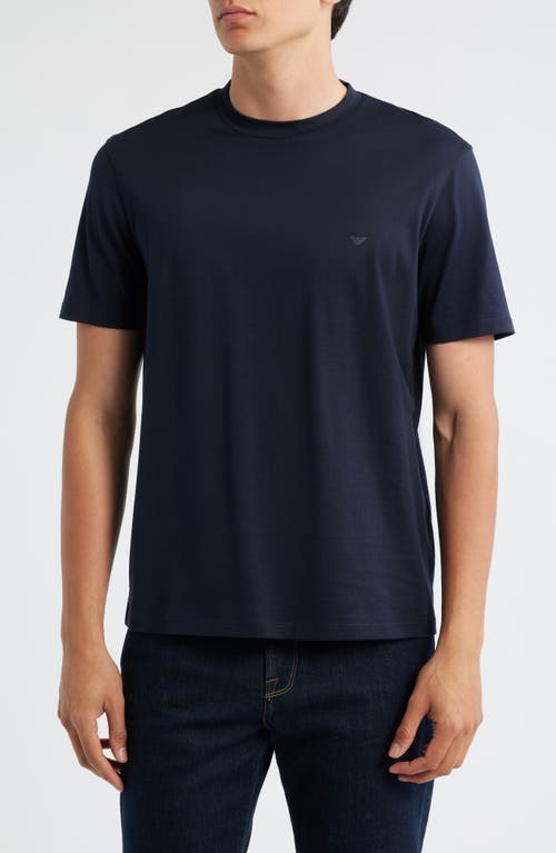 Emporio Armani Logo-embroidered Crew-neck T-shirt In Blue