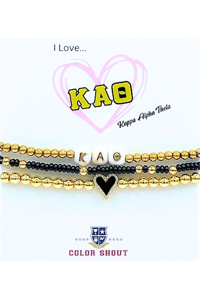 Kappa Alpha Theta Love My Sorority Bracelet Stack, Main, color, Yellow Gold