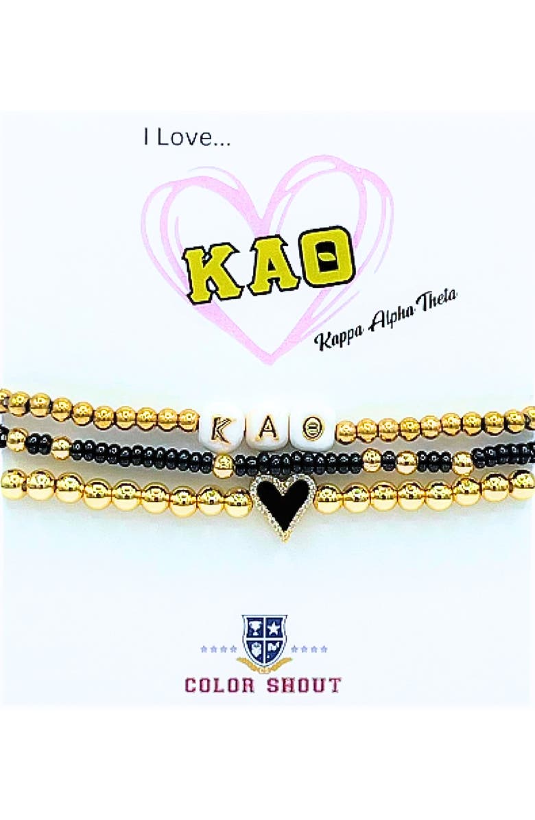 Color Shout Kappa Alpha Theta Love My Sorority Bracelet Stack, Main, color, Yellow Gold