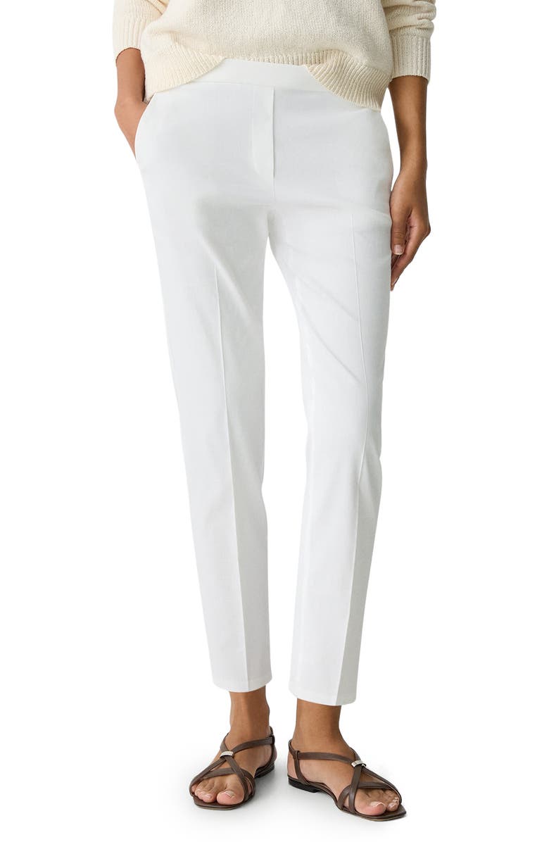 Theory Treeca Linen Blend Pull-On Crop Pants, Main, color, White