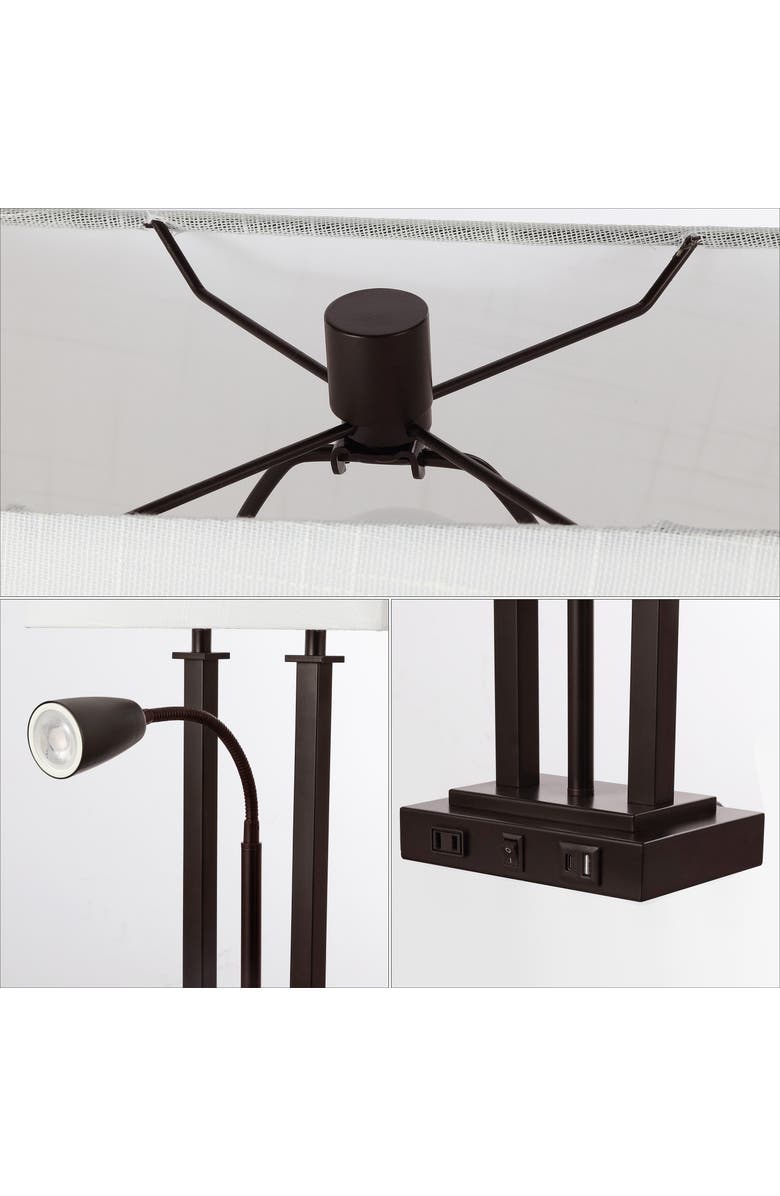 JONATHAN Y Blaire 23.75" 2-Light Modern Farmhouse Metal LED Table Lamp with USB Charging port, Alternate, color, Oil Rubbed Bronze