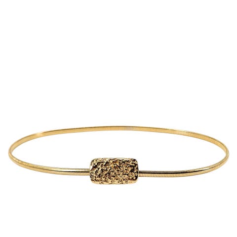 Vintage 1970s Gold Tone Stretch Belt With Textured Nugget Buckle