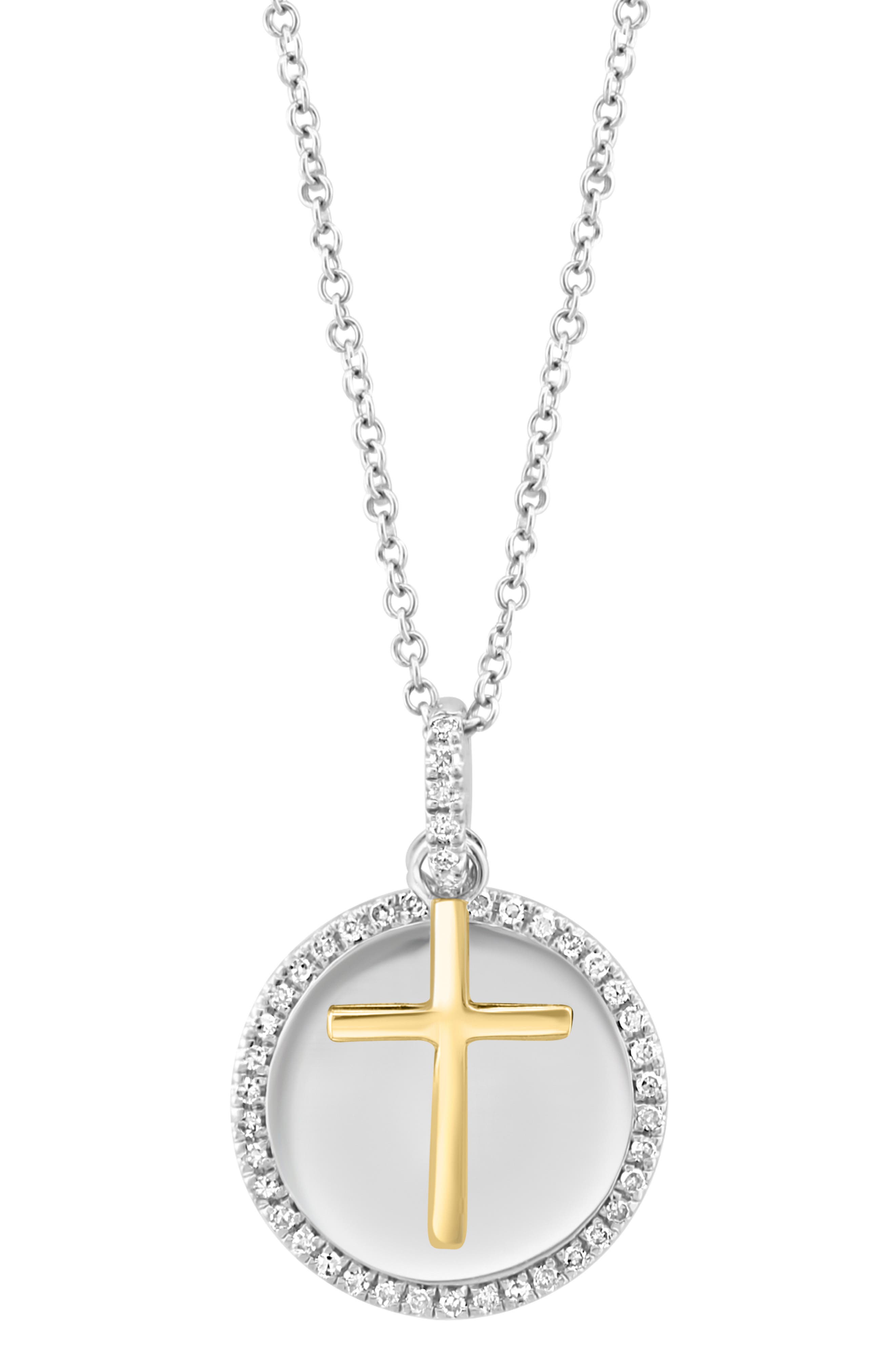Sterling Silver Diamond Cross Pendant Necklace