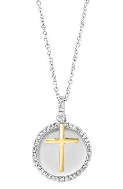 Sterling Silver Diamond Cross Pendant Necklace