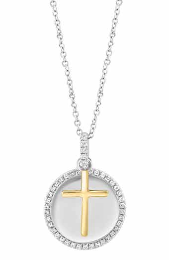 Sterling Silver Diamond Cross Pendant Necklace