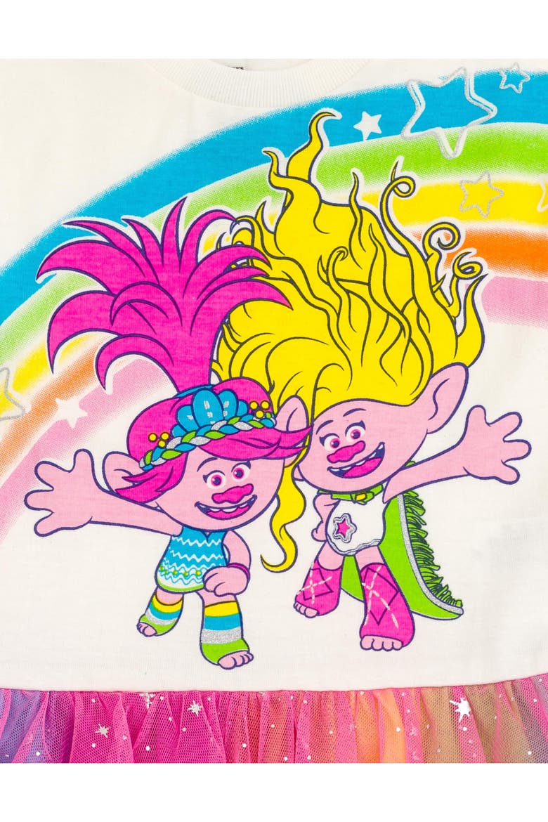 Trolls Glitter Tutu Dress, Alternate, color, Pink Poppy and Viva