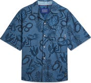 Scotch & Soda Floral Cotton Chambray Camp Shirt