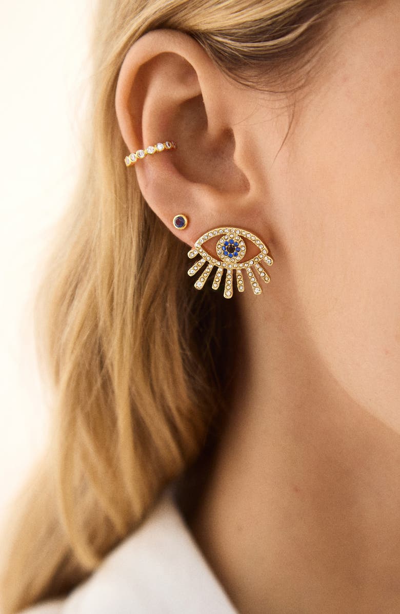 BaubleBar Evil Eye Crystal Earrings, Alternate, color, 