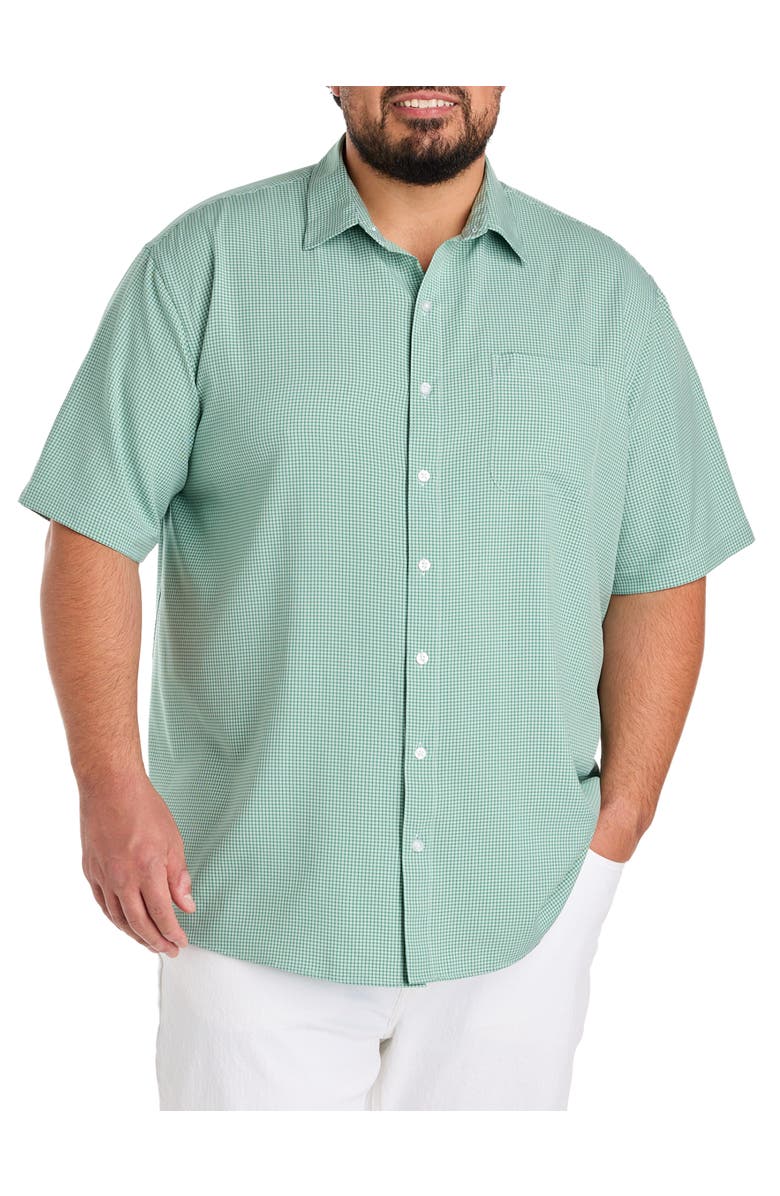 Harbor Bay by DXL Big & Tall Small Plaid Microfiber Sport Shirt V2, Main, color, Green