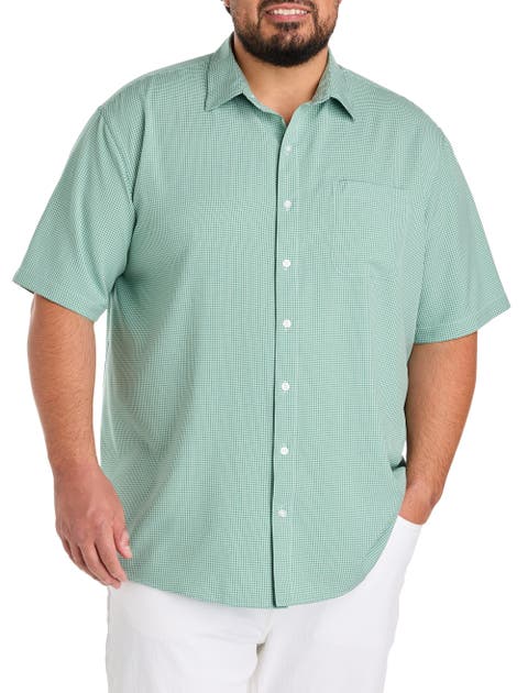 Big & Tall Small Plaid Microfiber Sport Shirt V2