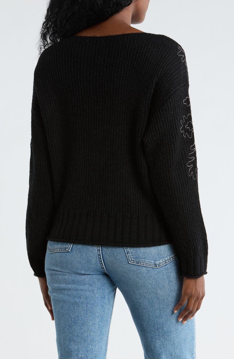 Democracy Embroidered Pullover Sweater, Alternate, color, Black