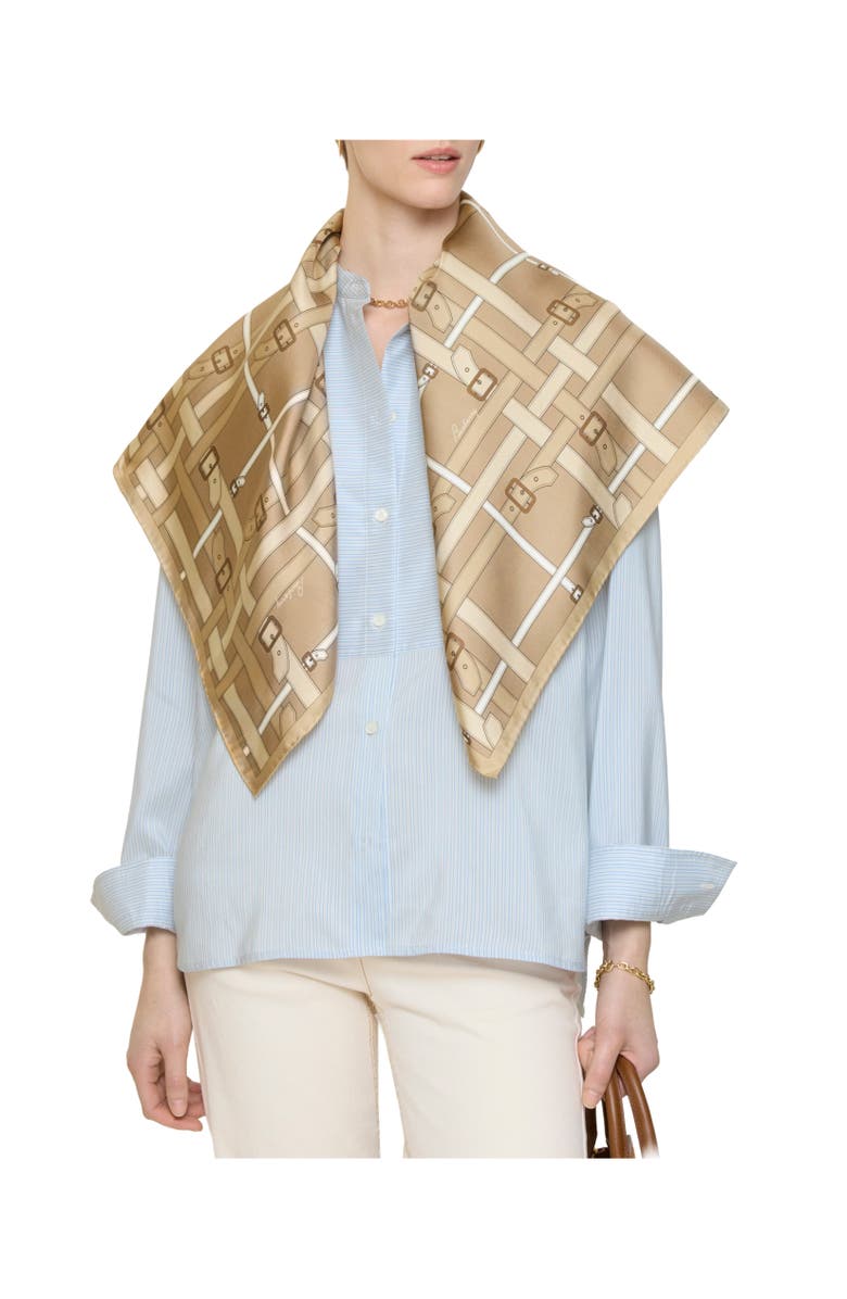 Burberry Belt Check Silk Scarf, Alternate, color, Finch Beige