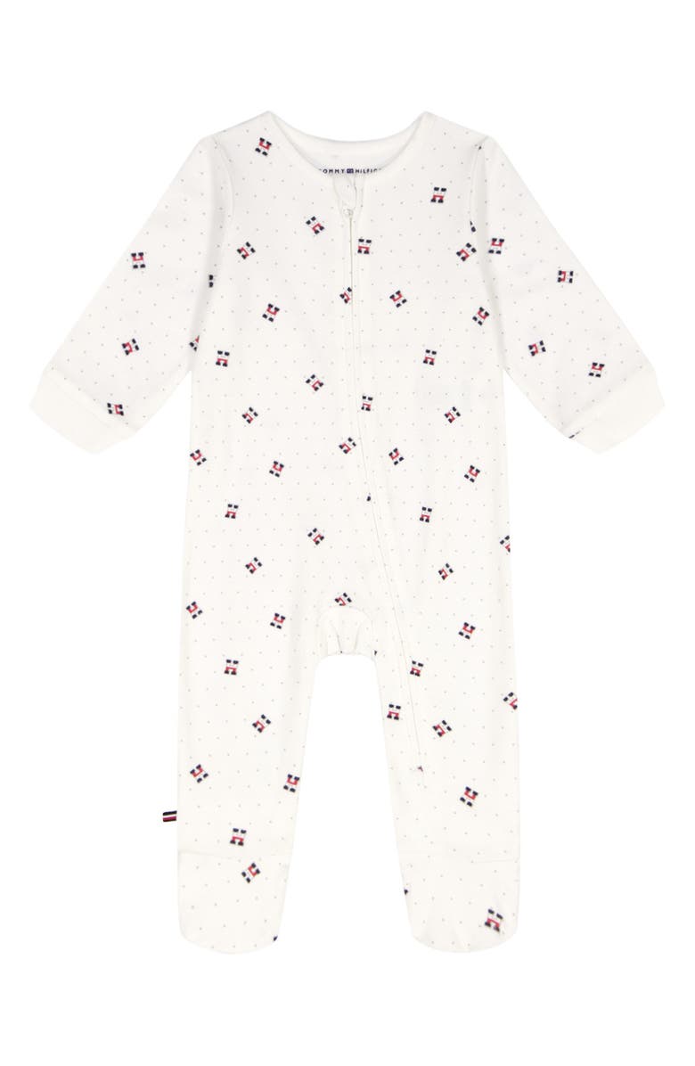 Tommy Hilfiger Allover Logo Footie, Alternate, color, White