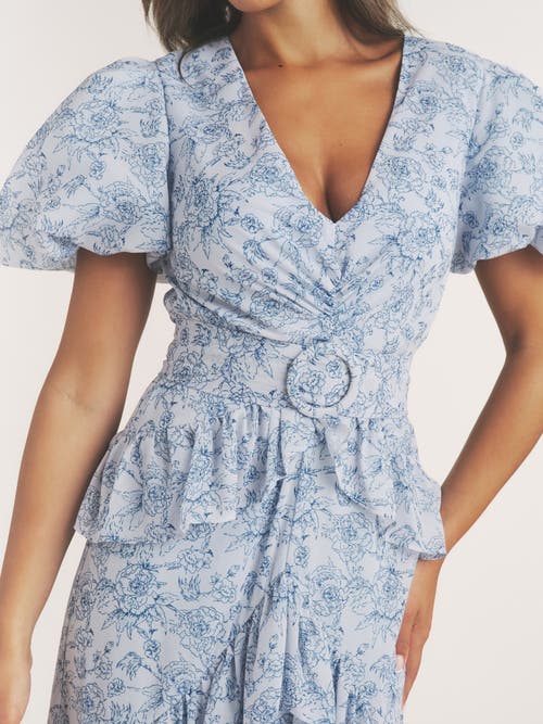 Six Stories Freya Floral Belted Ruffle Maxi Dress In Multi