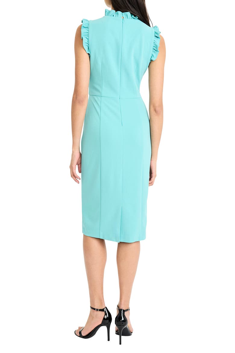 Ruffle Mock Neck Sheath Dress, Alternate, color, SEA BLUE TURQUOISE