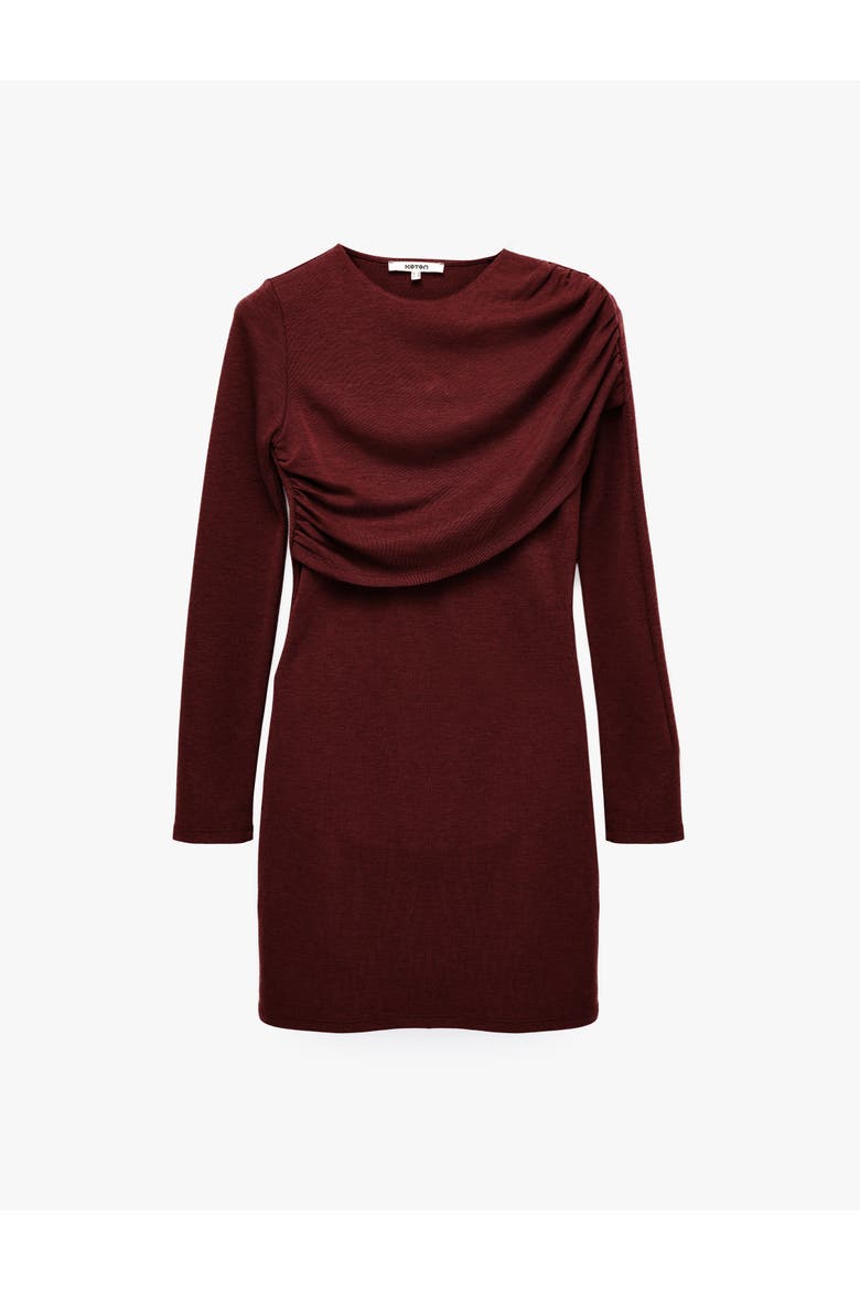 Slim Long Sleeve Crew Neck Layered Bodycon Mini Dress, Alternate, color, BORDEUX