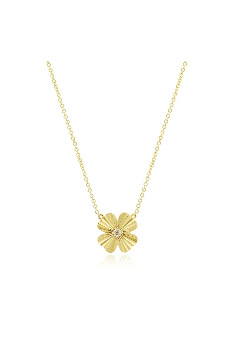 The Lovery Fine Jewelry Fluted Gold Single Four Leaf Clover Necklace, Main, color, Gold