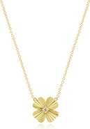 The Lovery Fine Jewelry Fluted Gold Single Four Leaf Clover Necklace