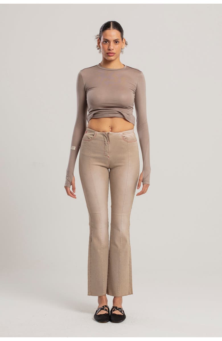 PCFG Silken Touch Sheer Long-Sleeve Top, Alternate, color, Beige