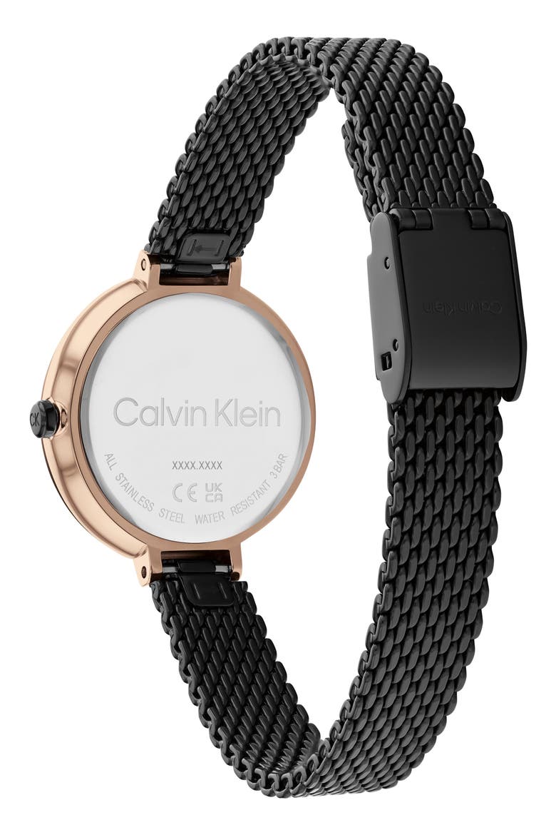 Mesh Strap Watch, 28mm, Alternate, color, BLACK