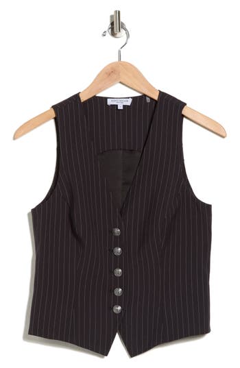 Ramy Brook Lera Pinstripe Vest In Black