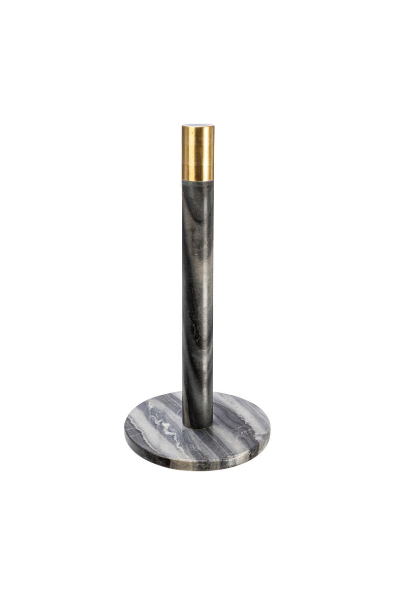 Modern Marble Paper Towel Holder with Brass Detail, Main, color, Grey
