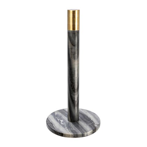 Modern Marble Paper Towel Holder with Brass Detail