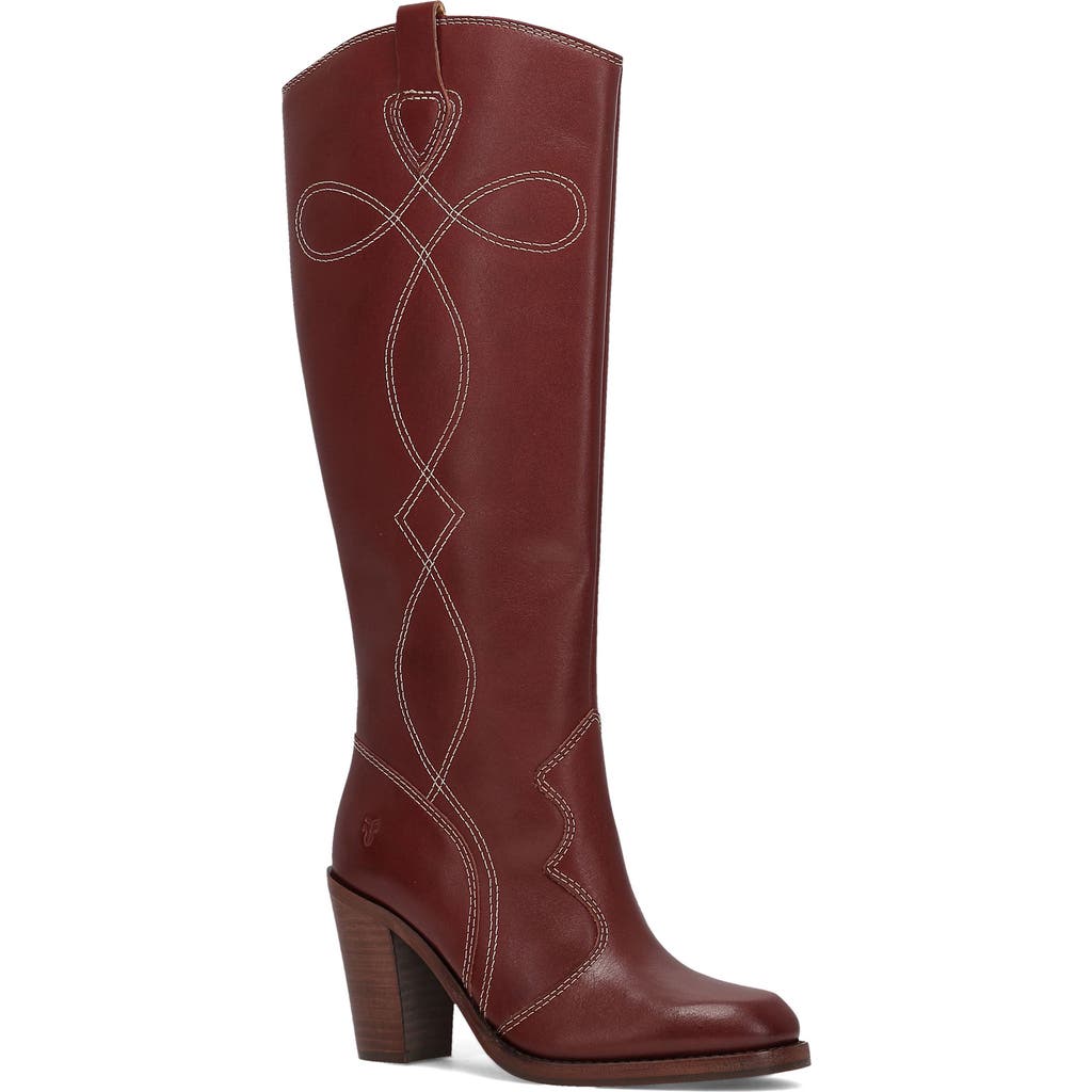 Frye Corinne Knee High Western Boot In Red