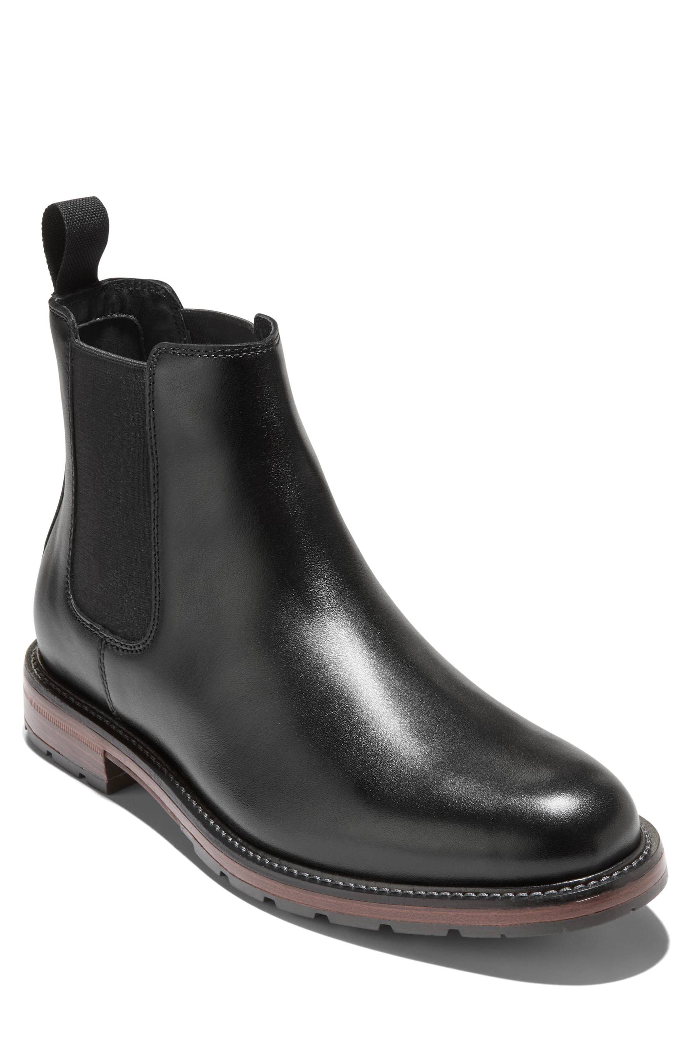 Roundhill Grand Waterproof Leather Chelsea Boot, Main, color, BLACK / BLACK WR